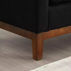 Banc rembourré de 53,5 po de large, pieds en bois et traversins, tissu bouclette, pour chambre à coucher, salon, entrée