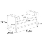 Banc rembourré de 53,5 po de large, pieds en bois et traversins, tissu bouclette, pour chambre à coucher, salon, entrée