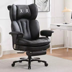 Efomao Ergonomic Big and Tall Office Chair, High Back PU Leather Computer Chair, Wide Seat Executive Desk Chair with Footrest and Lumbar Support