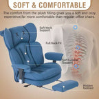 Fauteuil de bureau ergonomique grande taille, chaise d'ordinateur en cuir PU à dossier haut, fauteuil de direction à siège large avec repose-pieds et support lombaire