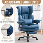Fauteuil de bureau ergonomique grande taille, chaise d'ordinateur en cuir PU à dossier haut, fauteuil de direction à siège large avec repose-pieds et support lombaire