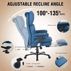 Fauteuil de bureau ergonomique grande taille, chaise d'ordinateur en cuir PU à dossier haut, fauteuil de direction à siège large avec repose-pieds et support lombaire