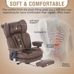 Fauteuil de bureau ergonomique grande taille, chaise d'ordinateur en cuir PU à dossier haut, fauteuil de direction à siège large avec repose-pieds et support lombaire