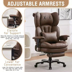 Fauteuil de bureau ergonomique grande taille, chaise d'ordinateur en cuir PU à dossier haut, fauteuil de direction à siège large avec repose-pieds et support lombaire