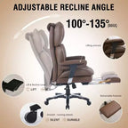 Fauteuil de bureau ergonomique grande taille, chaise d'ordinateur en cuir PU à dossier haut, fauteuil de direction à siège large avec repose-pieds et support lombaire