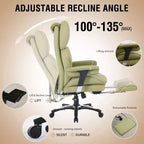 Fauteuil de bureau ergonomique grande taille, chaise d'ordinateur en cuir PU à dossier haut, fauteuil de direction à siège large avec repose-pieds et support lombaire