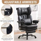 Fauteuil de bureau ergonomique grande taille, chaise d'ordinateur en cuir PU à dossier haut, fauteuil de direction à siège large avec repose-pieds et support lombaire