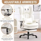 Fauteuil de bureau ergonomique grande taille, chaise d'ordinateur en cuir PU à dossier haut, fauteuil de direction à siège large avec repose-pieds et support lombaire