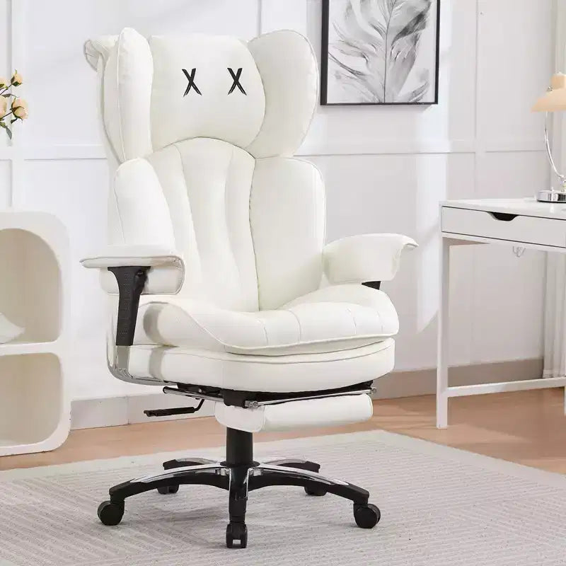 Fauteuil de bureau ergonomique grande taille, chaise d'ordinateur en cuir PU à dossier haut, fauteuil de direction à siège large avec repose-pieds et support lombaire