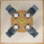 Grande table à manger ronde en bois de ferme avec piètement croisé, table de cuisine en bois pour salle à manger, coin petit-déjeuner