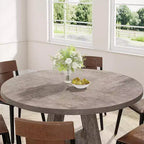 Grande table à manger ronde en bois de ferme avec piètement croisé, table de cuisine en bois pour salle à manger, coin petit-déjeuner