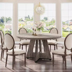 Grande table à manger ronde en bois de ferme avec piètement croisé, table de cuisine en bois pour salle à manger, coin petit-déjeuner
