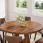 Grande table à manger ronde en bois de ferme avec piètement croisé, table de cuisine en bois pour salle à manger, coin petit-déjeuner