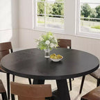 Grande table à manger ronde en bois de ferme avec piètement croisé, table de cuisine en bois pour salle à manger, coin petit-déjeuner