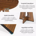 Grande table à manger ronde en bois de ferme avec piètement croisé, table de cuisine en bois pour salle à manger, coin petit-déjeuner