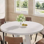Grande table à manger ronde en bois de ferme avec piètement croisé, table de cuisine en bois pour salle à manger, coin petit-déjeuner