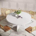 Grande table à manger ronde en bois de ferme avec piètement croisé, table de cuisine en bois pour salle à manger, coin petit-déjeuner