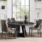 Grande table à manger ronde en bois de ferme avec piètement croisé, table de cuisine en bois pour salle à manger, coin petit-déjeuner