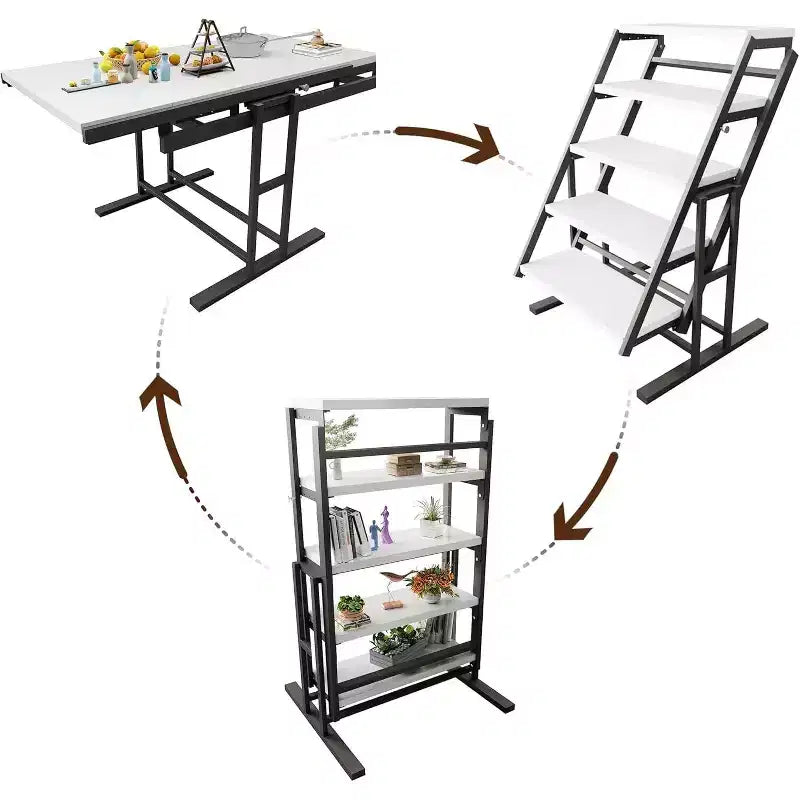 Étagère et Table 2-en-1 - Design Convertible Gain de Place