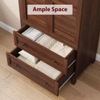 Armoire avec 2 tiroirs, armoire en bois de 72 po avec tringle de suspension, grande armoire à vêtements avec portes