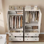Armoire avec 2 tiroirs, armoire en bois de 72 po avec tringle de suspension, grande armoire à vêtements avec portes