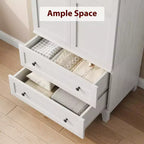 Armoire avec 2 tiroirs, armoire en bois de 72 po avec tringle de suspension, grande armoire à vêtements avec portes