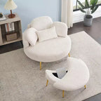 Okak Modern Small Chaise Lounge Sleeper Sofa Bed with Movable Storage Footstool,Upholstered Armchair Sofa Couch for Living Room,Apartment