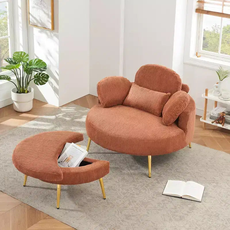 Canapé-lit moderne et compact avec pouf de rangement mobile, fauteuil rembourré pour salon, appartement