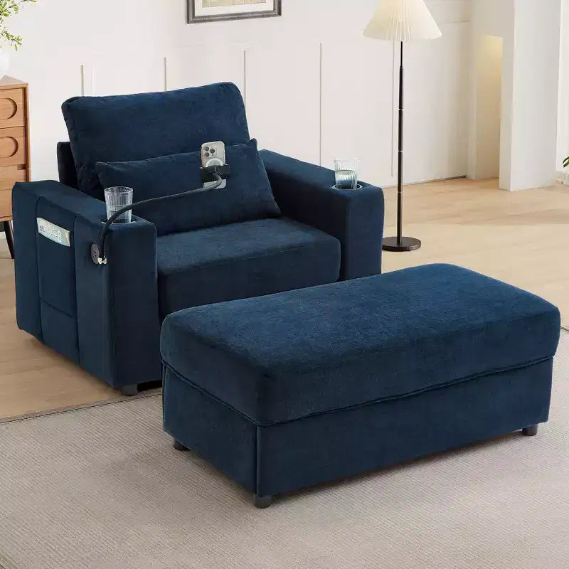 Canapé-lit moderne et confortable avec ottomane de rangement mobile, canapé rembourré à assise profonde pour salon