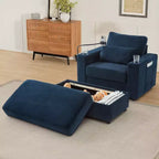 Canapé-lit moderne et confortable avec ottomane de rangement mobile, canapé rembourré à assise profonde pour salon