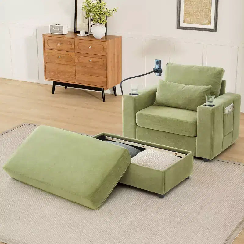 Canapé-lit moderne et confortable avec ottomane de rangement mobile, canapé rembourré à assise profonde pour salon