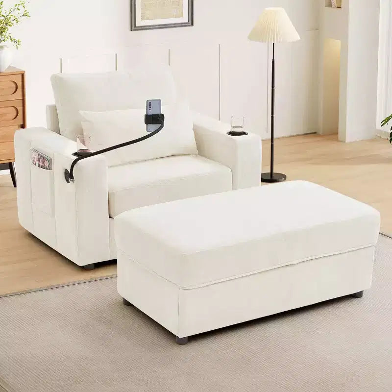Canapé-lit moderne et confortable avec ottomane de rangement mobile, canapé rembourré à assise profonde pour salon