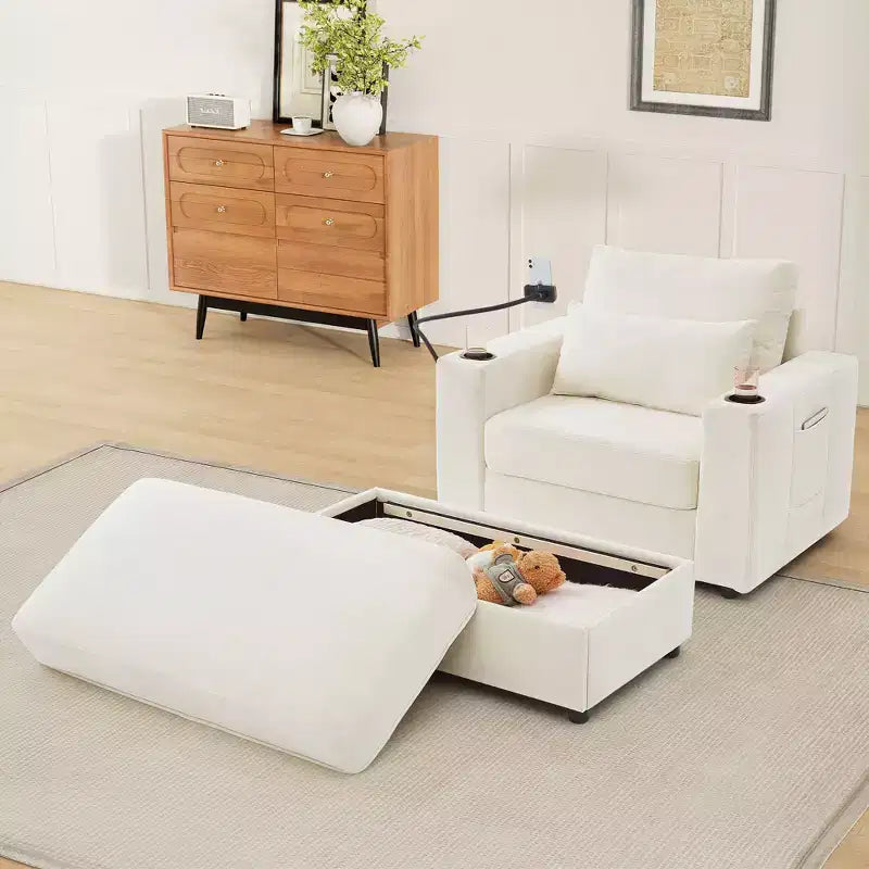 Canapé-lit moderne et confortable avec ottomane de rangement mobile, canapé rembourré à assise profonde pour salon