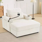 Okak Modern Comfy Chaise Lounge Sleeper Sofa Bed with Movable Storage Ottoman,Upholstered Deep Seat Sofa Couch for Living Room
