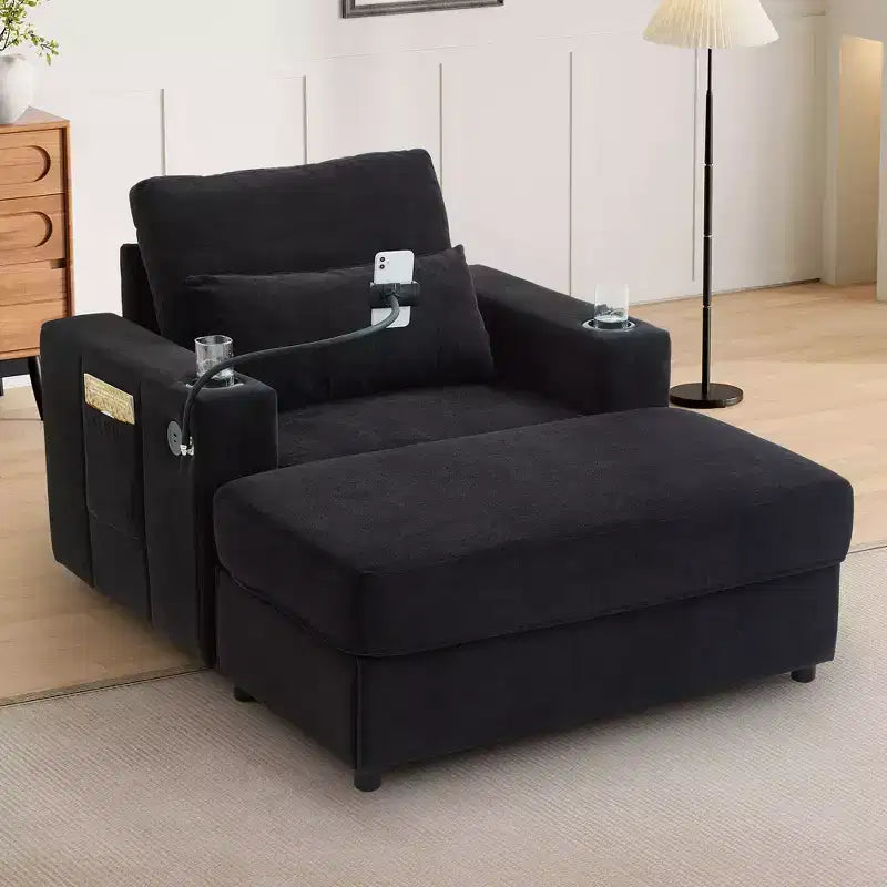 Canapé-lit moderne et confortable avec ottomane de rangement mobile, canapé rembourré à assise profonde pour salon
