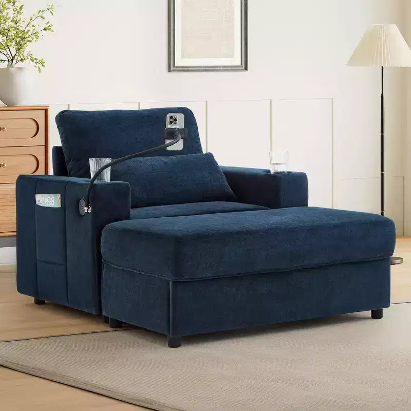 Canapé-lit moderne et confortable avec ottomane de rangement mobile, canapé rembourré à assise profonde pour salon