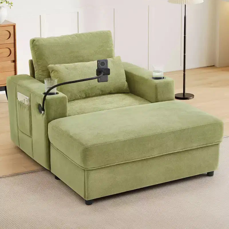 Canapé-lit moderne et confortable avec ottomane de rangement mobile, canapé rembourré à assise profonde pour salon