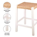Tabouret de bar Newport en bois de 24 pouces avec assise en corde
