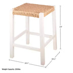 Tabouret de bar Newport en bois de 24 pouces avec assise en corde