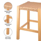 Tabouret de bar Newport en bois de 24 pouces avec assise en corde