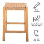 Tabouret de bar Newport en bois de 24 pouces avec assise en corde