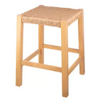 Tabouret de bar Newport en bois de 24 pouces avec assise en corde