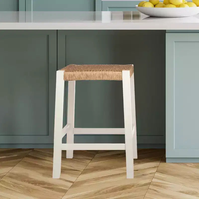Tabouret de bar Newport en bois de 24 pouces avec assise en corde