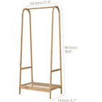 Portant à vêtements avec étagère de rangement, Portant à vêtements autoportant en bambou pour chambre à coucher, balcon, magasin de vêtements, Organiseur de rangement de vêtements, Bois