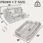 Grand pouf poire lit pour humain et chien avec 5 positions réglables, canapé 2-en-1 en chenille extra paresseux pour vous et vos animaux de compagnie