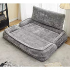 Grand pouf poire lit pour humain et chien avec 5 positions réglables, canapé 2-en-1 en chenille extra paresseux pour vous et vos animaux de compagnie