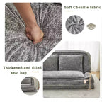 Grand pouf poire lit pour humain et chien avec 5 positions réglables, canapé 2-en-1 en chenille extra paresseux pour vous et vos animaux de compagnie