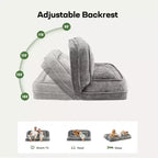 Grand pouf poire lit pour humain et chien avec 5 positions réglables, canapé 2-en-1 en chenille extra paresseux pour vous et vos animaux de compagnie
