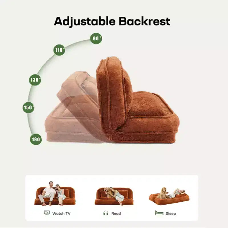 Grand pouf poire lit pour humain et chien avec 5 positions réglables, canapé 2-en-1 en chenille extra paresseux pour vous et vos animaux de compagnie