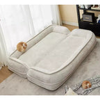 Grand pouf poire lit pour humain et chien avec 5 positions réglables, canapé 2-en-1 en chenille extra paresseux pour vous et vos animaux de compagnie